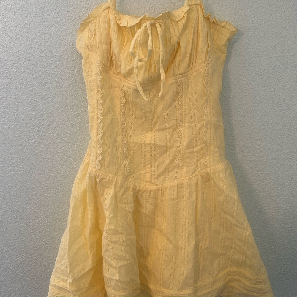 fab'rik Light Yellow Textured Dress
